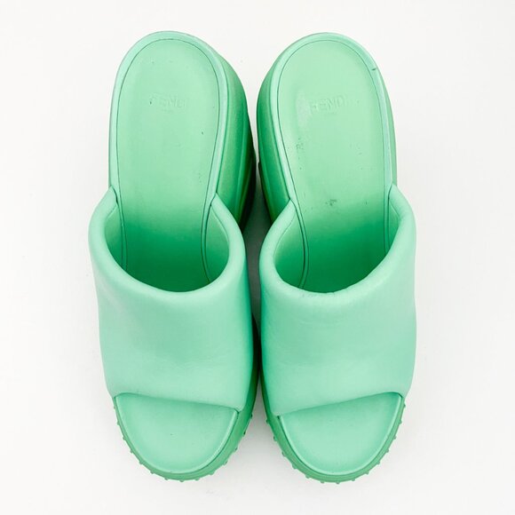 FENDI Nappa Fashion Show Platform 140mm Slide Sandals  Wedge - Picture 6 of 11